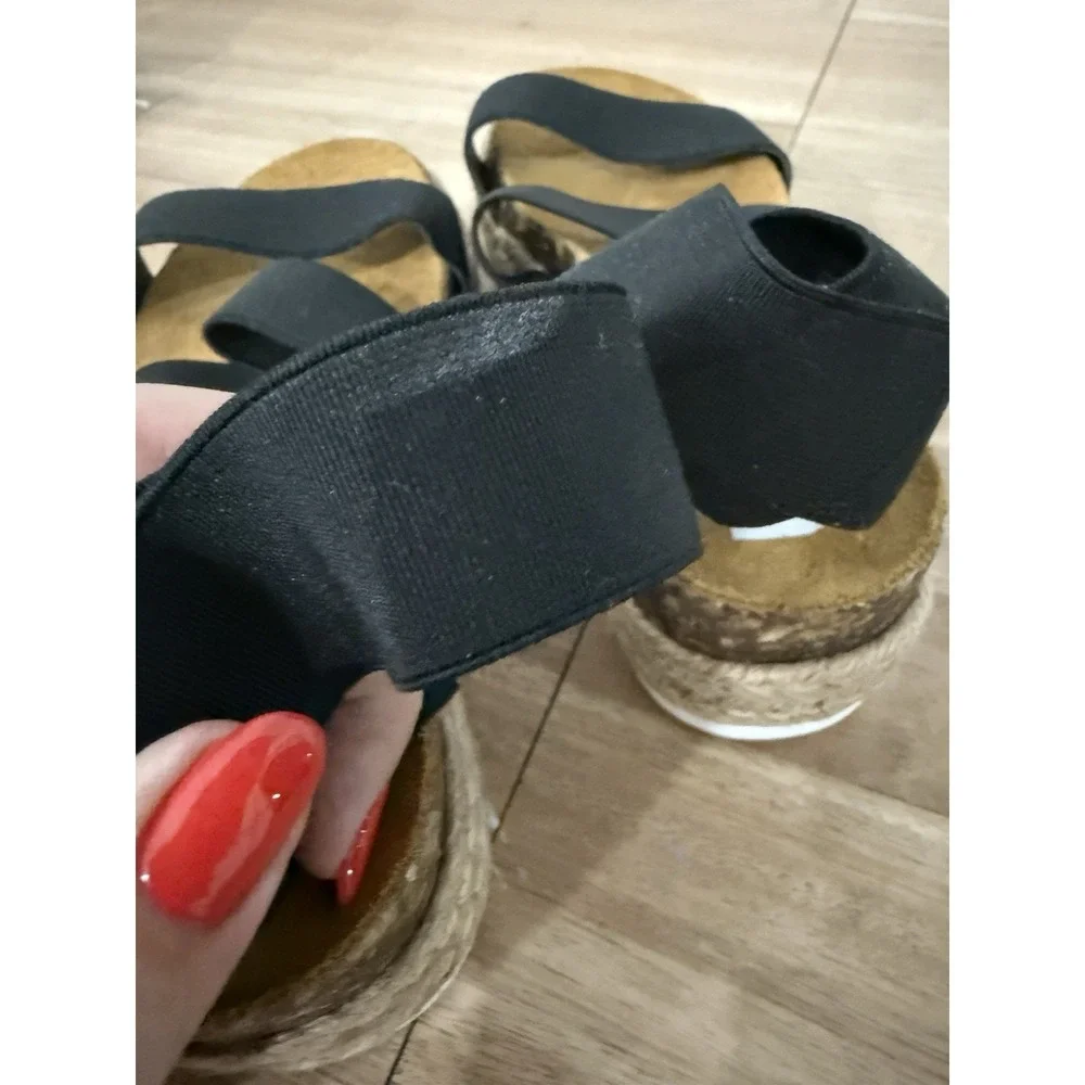 Steve‎ Madden Black Elastic Strap Espadrille Platform Sandals Girls Kids Size 5
